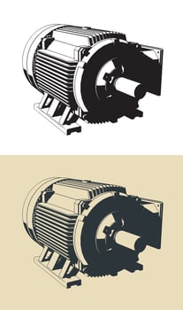 Electric motor illustrations vector
