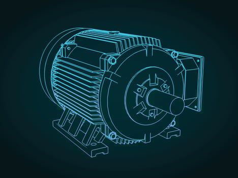 Electric motor blueprint vector