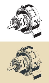 Wankel rotary engine design illustrations vector