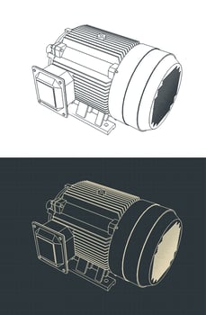 Electric motor blueprints vector