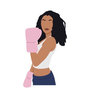 african american black woman boxing pose vector