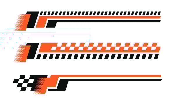 Set of simple car stripes. Car race stripes. Racing sticker design. Graphic sport decal vinyl element. Automobile decoration. Racing design set vector