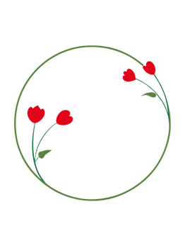 Elegant border with red flowers framing an empty space for design or text use png