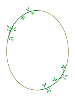 Slim oval border of delicate green flowers framing a blank space for various uses png