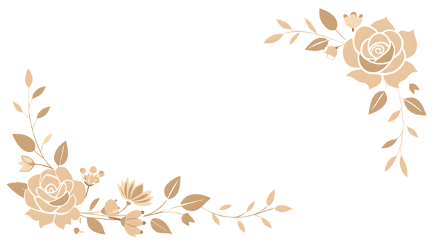 Delicate beige flower border design for a wedding theme or special event layout png