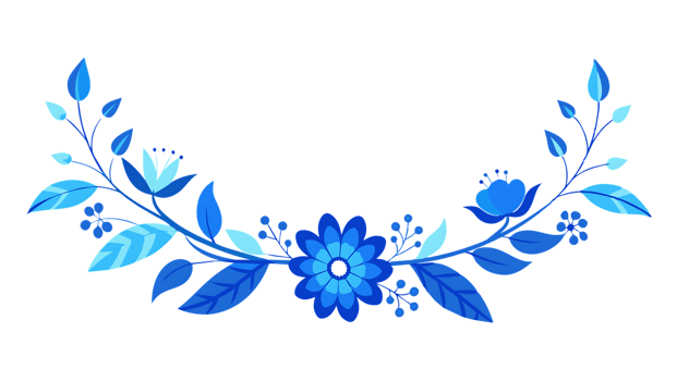 Blue delicate flower border for winter wedding themed celebrations png