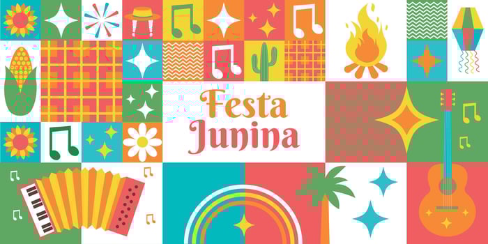 Festa Junina. Geometric pattern for packaging, label, postcard, poster. vector