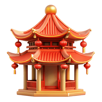 remarkable victorian A traditional Chinese pagoda with ornate red and gold details, vibrant sunset lighting, traditional Chinese style 8K png