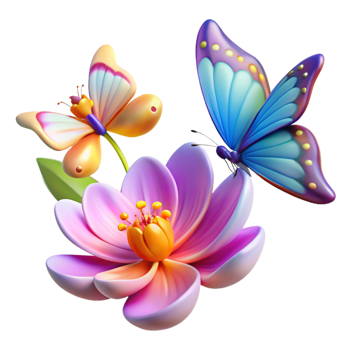 peaceful impressive A group of butterflies fluttering around a flower, vibrant colors, dynamic composition, soft lighting, premium png