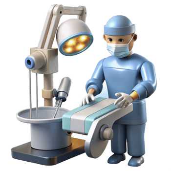 pristine creative A robotic surgeon performing a delicate operation, sterile lighting, medical style detailed png