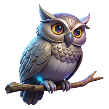 standout modern A wise old owl perched on a branch, moonlight, mystical atmosphere, fantasy art style expertly shot png
