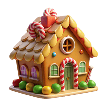 alluring mysterious classic A whimsical gingerbread house, colorful candy decorations, warm light, festive atmosphere, fairytale style, artisan png
