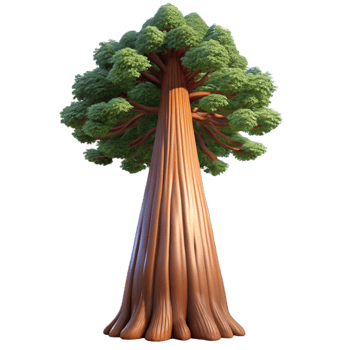 alluring ethereal organic A giant sequoia tree reaching towards the sky, soft light, majestic style, realistic textures, authentic png