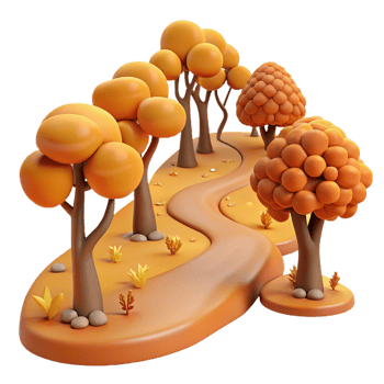 acclaimed futuristic A winding dirt path through a forest, autumnal colors, soft afternoon light 8K png