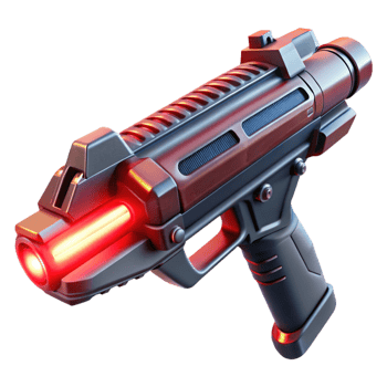 gorgeous distinguished A futuristic weapon, its sleek design hinting at its destructive power, illuminated by a menacing red light, rendered in a sci fi, concept art style png