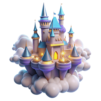 picturesque surreal A floating castle in the clouds, intricate spires, glowing windows, magical, dreamy, fantasy art, professional png