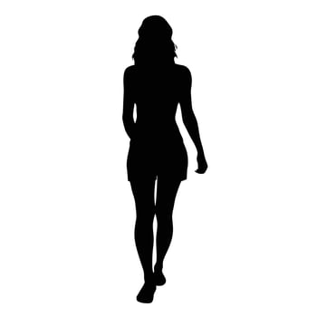 Silhouette Of A Young Woman Walking Forward With A Relaxed And Casual Posture vector
