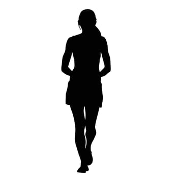 Female Athlete Silhouette Jogging On A White Background For Sport Illustrations vector