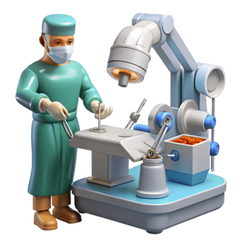 remarkable art deco A robotic surgeon performing a delicate operation, intricate instruments, sterile, bright lighting, photorealistic style genuine png