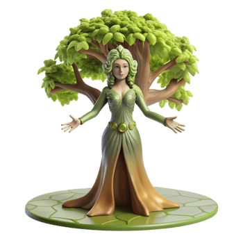 wonderful baroque A dryad emerging from an ancient oak tree, dappled sunlight, Pre Raphaelite style genuine png