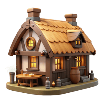 playful dazzling A traditional English pub with a thatched roof, warm inviting lighting, cozy interior, traditional decor, sense of community and history 8K png