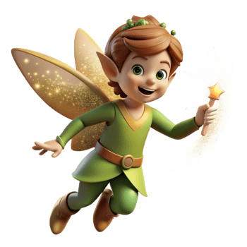 notable coastal A whimsical depiction of a mischievous pixie sprinkling fairy dust, creating glowing trails in a twilight forest. Children s book illustration style precision png