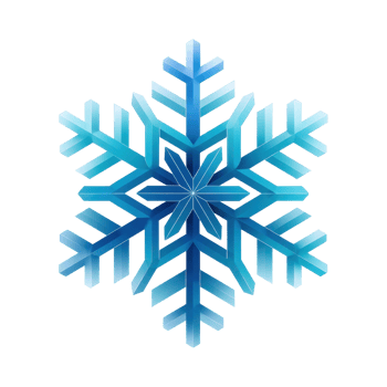 Blue 3D Snowflake Design on Transparent Background png