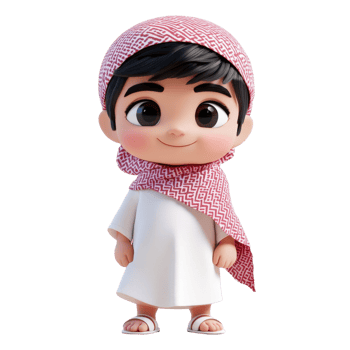 Smiling Cartoon Boy in Traditional Clothing Isolated on transparent Background png