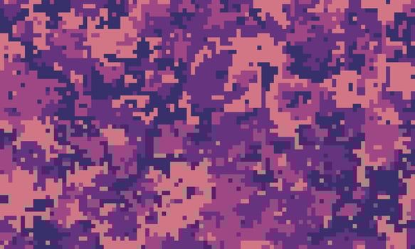 Abstract digital camouflage pattern in shades of pink and purple. Ideal for fashion, gaming, tech, or militaryinspired designs. vector