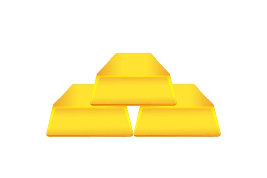 gold bullion, gold bar isolated on a white, bars gold for icon and clip art vector