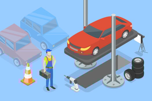 3D Isometric Flat Illustration of Auto Mechanic, Car Service vector