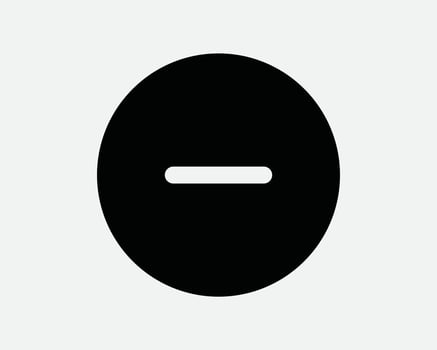 Negative Terminal Solid Circle Icon Battery Charge Minus Sign Black Round Button Less Zoom Out Scale Down Reduce Lower Low Remove Minimize Dash Subtract vector