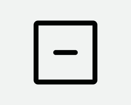 Negative Square Icon Black Outline Line Shape Dash Minus Less Zoom Out Scale Down Battery Terminal Box Illustration Graphic Sign Symbol Delete vector