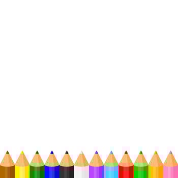 colorful pencils crayon pastel cute in a row on white copy space, collection colored pencils rows for banner preschool kids, clip art crayon pencil cartoon, rainbow pencil kindergarten childs vector