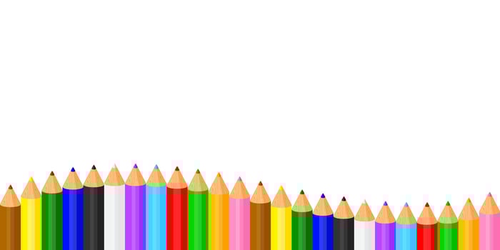 colorful pencils crayon pastel cute in a row on white copy space, collection colored pencils rows for banner preschool kids, clip art crayon pencil cartoon, rainbow pencil kindergarten childs learning vector