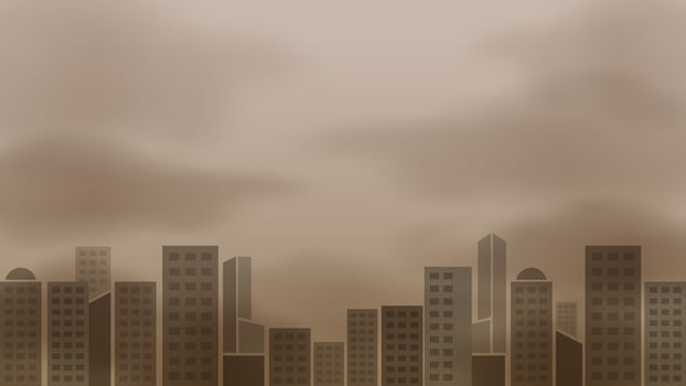 atmosphere pollution and building landscape sky, contamination air, smoke dust pollution for background, sky air and problem smoke pollution in urban, communities village home and air dust pollution vector