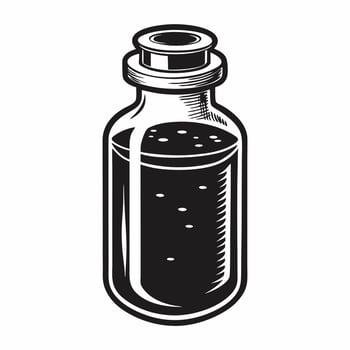 Vintage Medical Vial Black and White Drawing for Retro Apothecary Designs vector