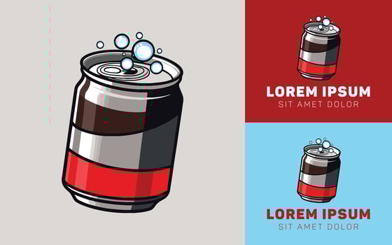 Soda Can Icon Logo with Bubbly Drink and Fresh Style vector
