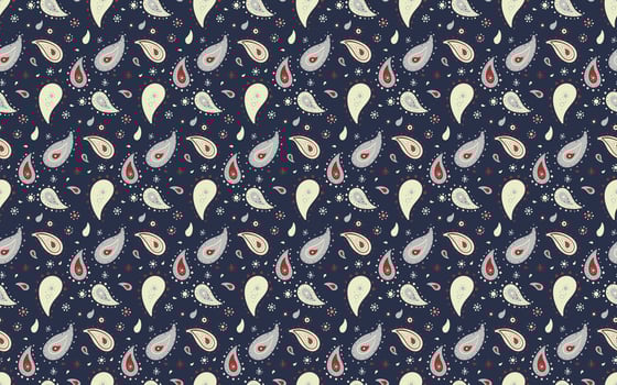 A pattern with paisley designs on a dark background vector