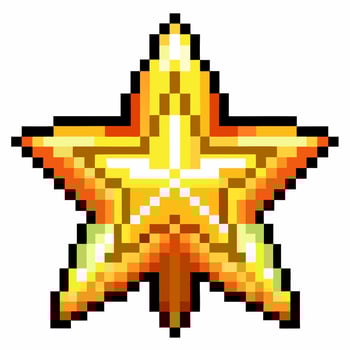 Pixel Art Yellow Star Icon Retro Gaming 8 Bit Style Graphics vector