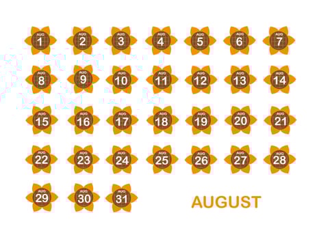 Look calendar August icon in flat style. Planner illustration on isolated background. Calendar sign business concept. vector
