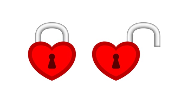 heart shaped padlock red in locked and unlocked isolated on white, red padlock heart for love romantic feeling, heart shape padlock for icon cute, valentine's day icon with lock and unlock key heart vector