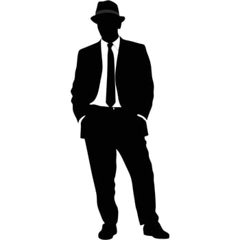 Elegant Silhouette Of A Man Wearing A Suit And Fedora Hat vector