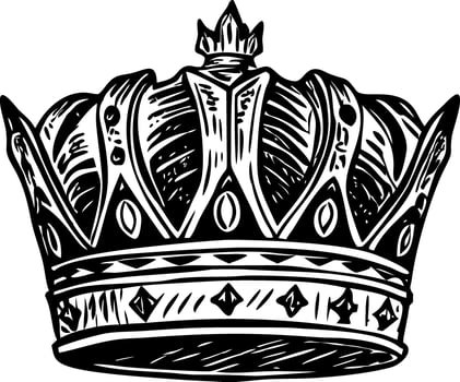 A black and white drawing of a crown vector