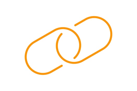 chain link symbol orange for icon, simple hyperlink link chain with line thin style, icon link chain for data ux ui website or mobile application, chain joined symbol for element signal network vector