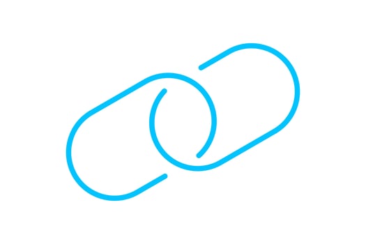 chain link symbol blue for icon, simple hyperlink link chain with line thin style, icon link chain for data ux ui website or mobile application, chain joined symbol for element signal network vector