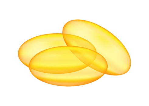 capsules oil yellow gold isolated on white, fish oil omega 3 capsule for health care product, vitamin E, A capsules oval or serum bubble, capsule oil soft gel for supplements healthy and cosmetics vector