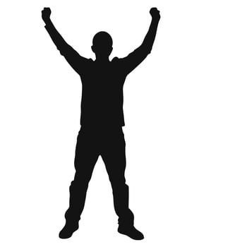 Silhouette Of Person Celebrating Victory Or Success Isolated On White Background vector