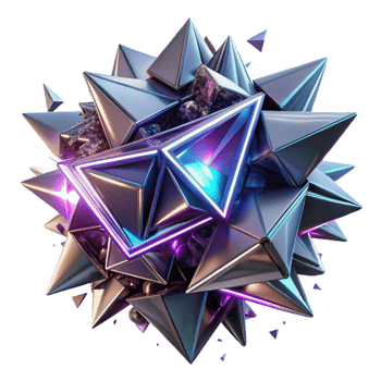hypnotic intense futuristic A chaotic explosion of fragmented geometric shapes, illuminated by sharp, contrasting neon lights, in a futuristic, deconstructed style perfect clarity png