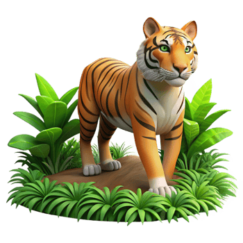 tranquil extraordinary A majestic tiger stalking through the jungle, dappled sunlight, realistic rendering expertly shot png